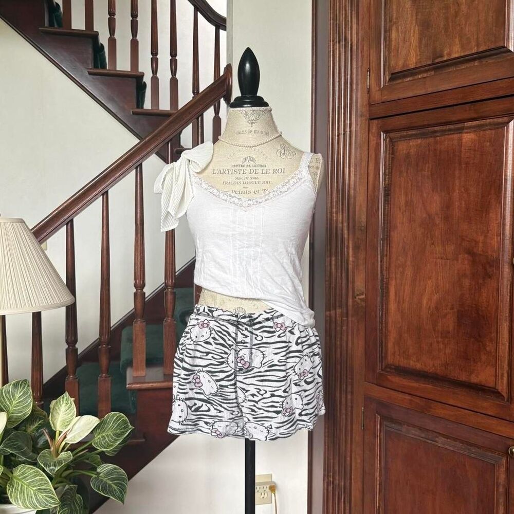 Hello Kitty PJ Shorts Sanrio Cotton Sleep Loungewear Elastic Waistband